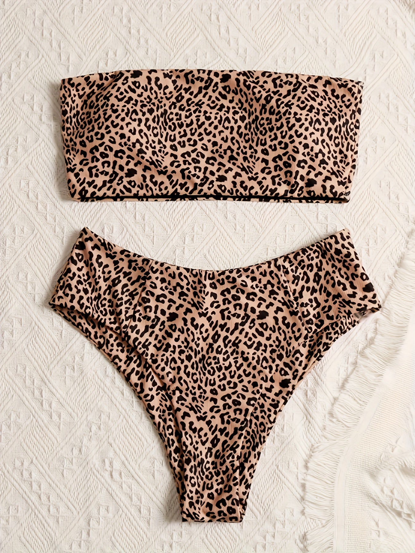 Leopard Print Bandeau 2-Piece Bikini