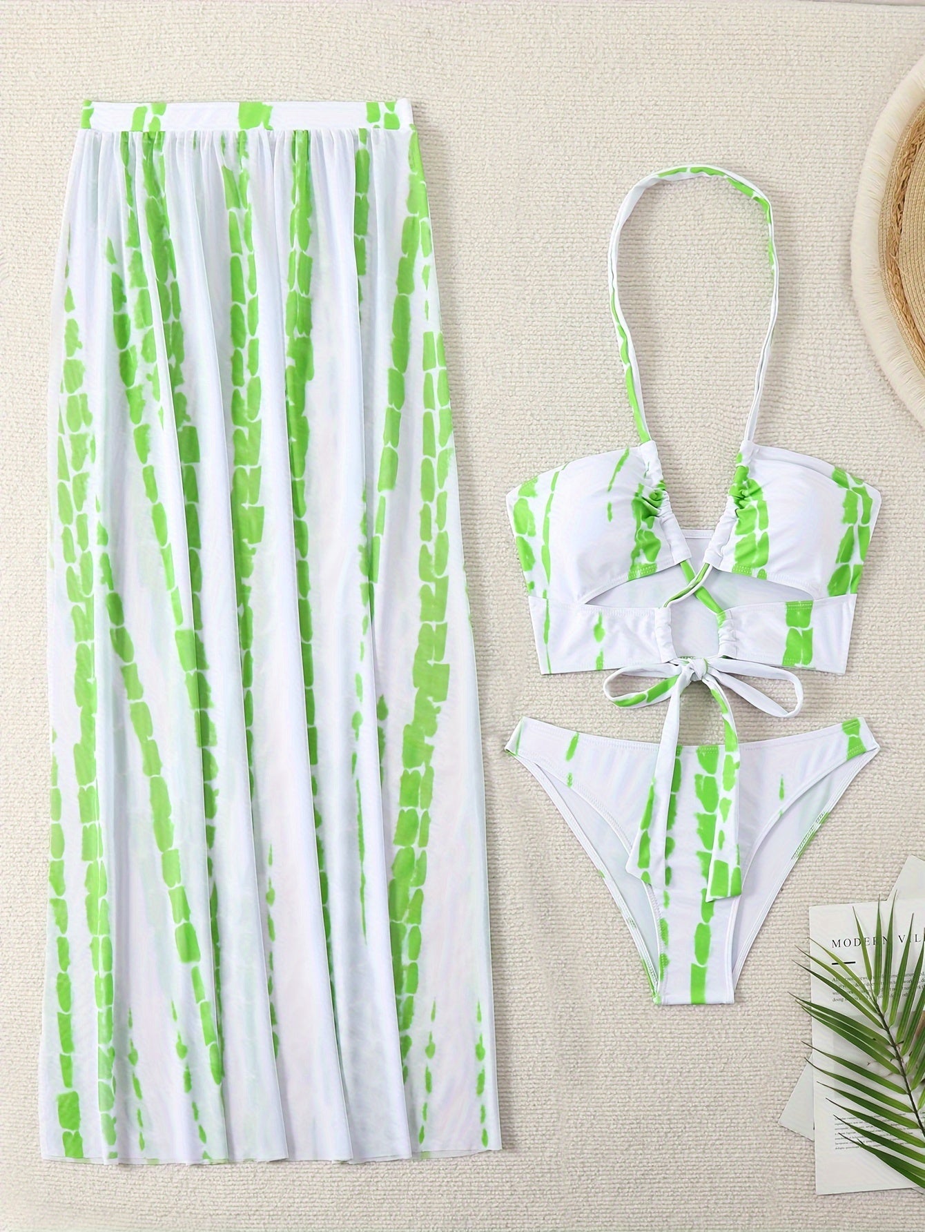 Halter Tie Dye 3-Piece Set Bikini