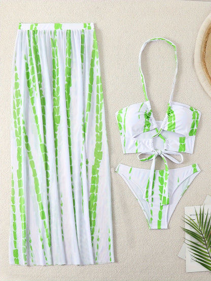 Halter Tie Dye 3-Piece Set Bikini