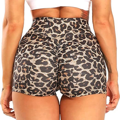 Leopard Print High-Waisted Active Shorts