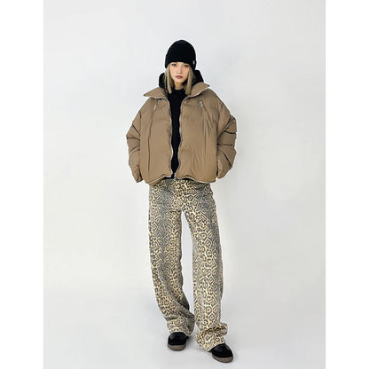 American Retro High Leopard Print Baggy Pants