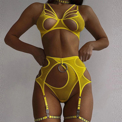 Yellow Transparent Lingerie Set