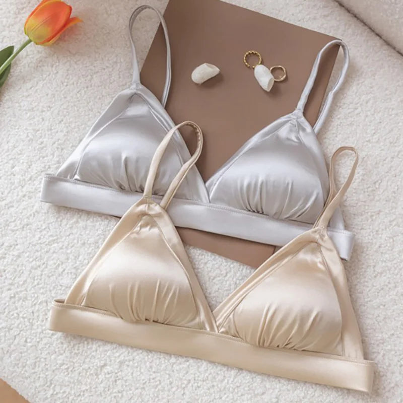 Bralette Silk Padded Wireless Bra