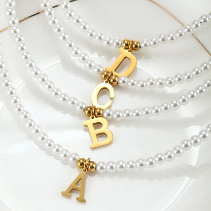 Pearl Initial Choker Necklace