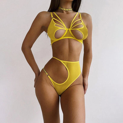 Yellow Transparent Lingerie Set