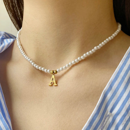 Pearl Initial Choker Necklace